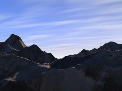 Mountains mountain range with clouds in sky 3D model