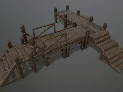 wood bridge Low-poly 3D model