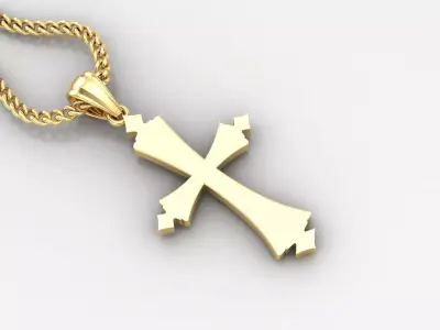 Light Gold 18K Cross Pendant 1CP010 3D print model