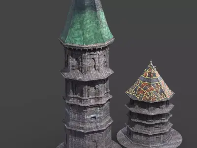 Germanic Medieval Tower 2 Designs  3D model