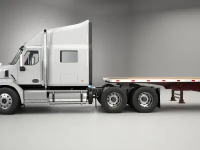 Generic Semi Truck with Flatbed Trailer 3D model purchase