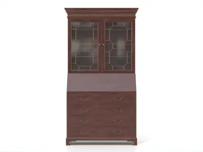 Antique Secretary Hutch Cabinet Low-poly 3D model