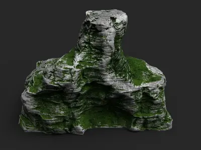 Mossy Cliff Rock 23-6 Low-poly 3D model