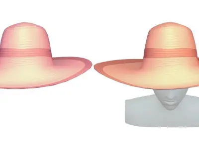 Cartoon High Poly Subdivision Panama Hat Head Wear Headwear Low-poly 3D model