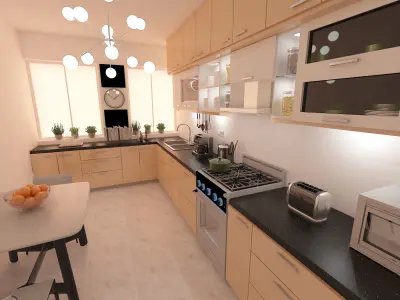 Kitchen window with blinds 3D model