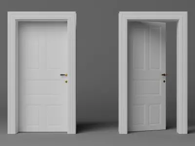 Vintage Door with Brass Handle 3D model