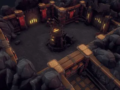 Orc Stronghold Dungeon - Low Poly Hand Painted Low-poly 3D model