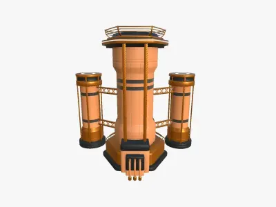 SciFi Facility A04 Orange - Sci Fi Exterior Design Low-poly 3D model
