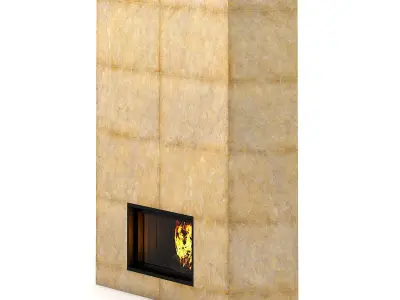 Large Stone Fireplace 3D model