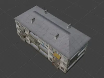 Russian panel house lowpoly Low-poly 3D model