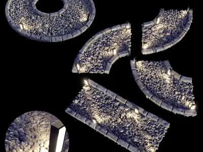 Outdoor set circular light in middle of grass 3D Model Pack