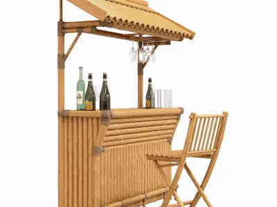 Tropical bamboo tiki bar 3D model