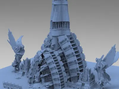 Art Deco Sci-Fi Tower 2 Grand designs 3D model