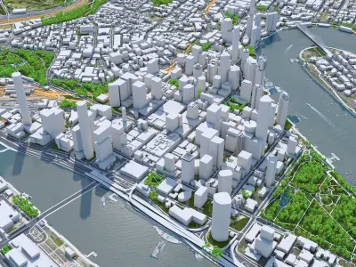 Brisbane Downtown Australia Low-poly 3D model