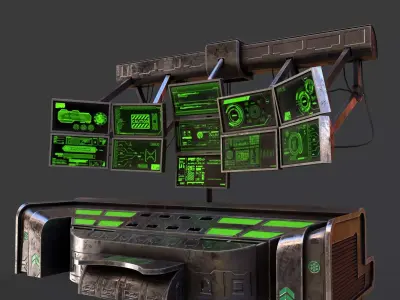 Sci-Fi Consolo Computer Base 6  Low-poly 3D model