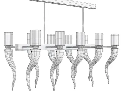 COFFEE VENETIAN GLASS RECTANGULAR CHANDELIER 3D model
