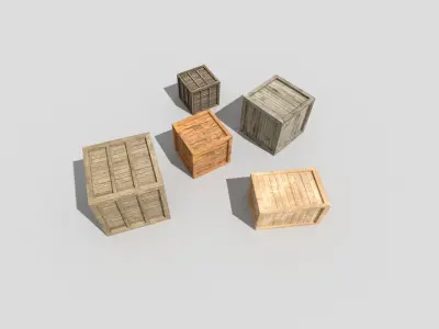 low poly wooden crates pack 1 Low-poly 3D model