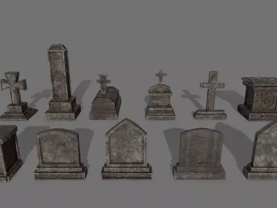 Tombstone set 1 cross Low-poly 3D model