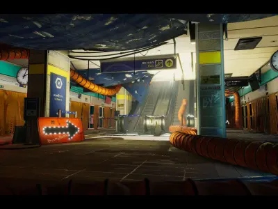 The Blue Metro 2029-Post Apocalyptic Metro-Subway Environment  Low-poly 3D model