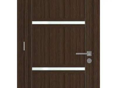 Door-039 wooden door with glass panels 3D model