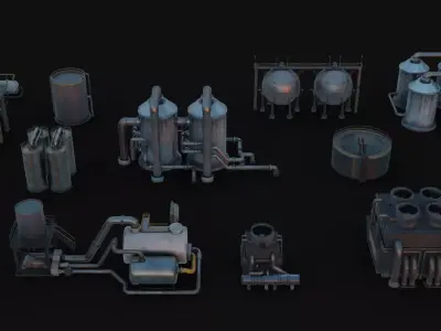 Industrial assets Low-poly 3D model