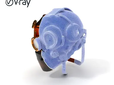 Steampunk Helmet Model Pack with Detailed Interiors Low-poly 3D model