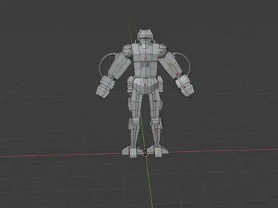 Low poly cyborg robot with glowing lights 3D model