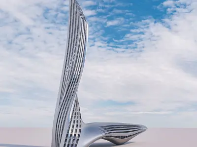 Futuristic building collection 4x 5 3D Model Pack