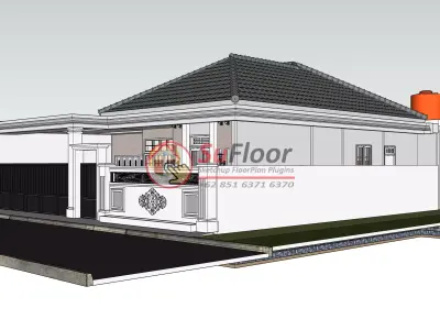 House 15x16m code 582 - Sketchup 3D model 3D model 3D model