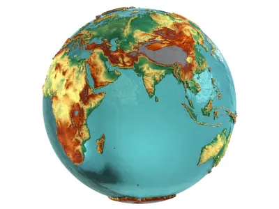 Eeath Water 3D Globe Natural Shaded  Low-poly 3D model