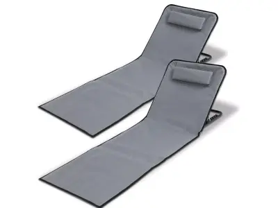 Beach Sun Lounger with Back-Headrest 3D model