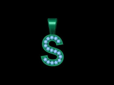 Pendant S letter with diamonds 3D print model