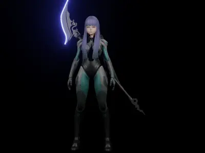 Molly woman holding scythe 3D model