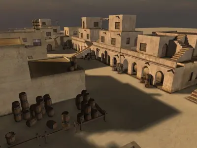 Arabic city streets Low-poly 3D model