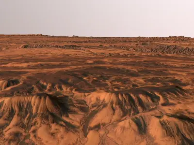 Mars Planet Landscape Desert Terrain Valley 10x10km PBR 03 Low-poly 3D model