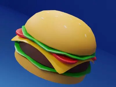 Stylized cartoon Gameready Burger Low-poly 3D model