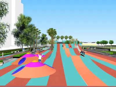  commercial blocks leisure plazas and greenery landscapes 3D model