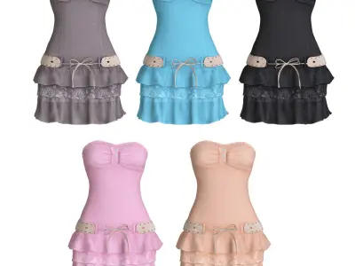 Bandeau Mini Dress Low-poly 3D model