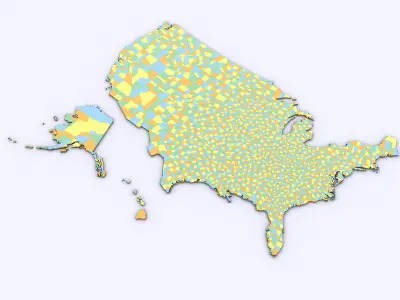 US Political Map with Counties 3D model