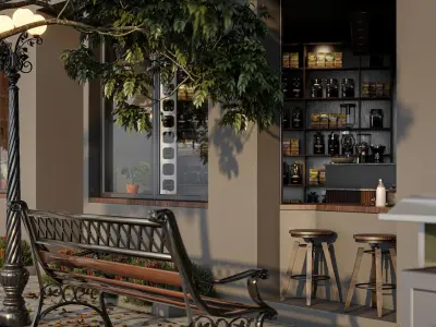 coffee shop  interior  3D model