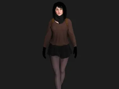 AAA 3D REALISTIC YOUNG GIRL CHARACTER - SCHOOL CASUAL OUTFIT Low-poly 3D model