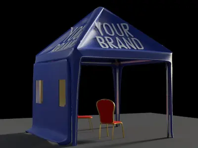 BRANDING STAND with chair 3D model