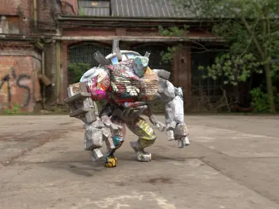 Golem humanoid Low-poly 3D model