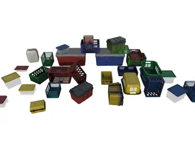 Plastic Containers Pack Low-poly 3D model