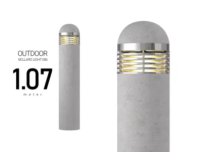 Outdoor Concrete Bollard Light 3D model