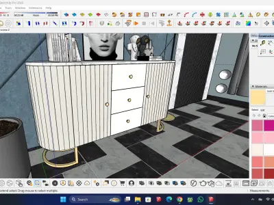 Buffet minimalist 2 doors and 3 drawers  3D model