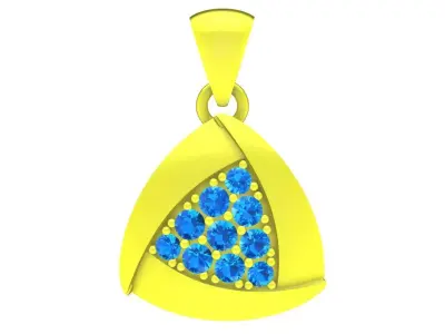Modern Triangle Diamond Pendant for Women  4741 3D print model