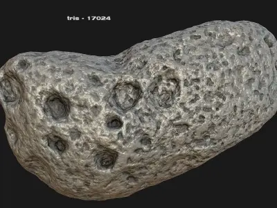 Pack of Four Detailed Asteroids 3D model