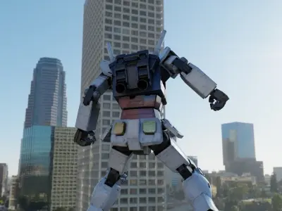 GUNDAM robot mech Realistic Texture Rigged MAYA Blender 3D model