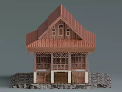 Traditional Houses - Rumah Dulohupa Low-poly 3D model